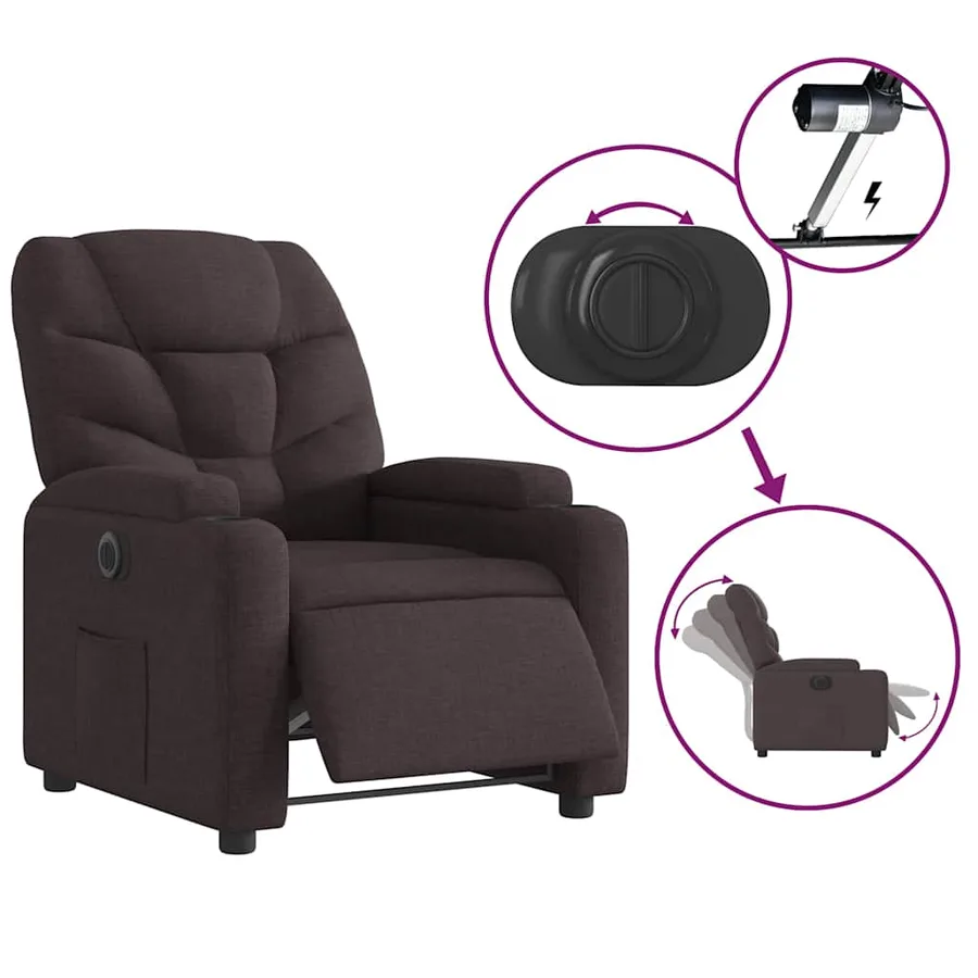 Fauteuil inclinable électrique Marron foncé Tissu - 6