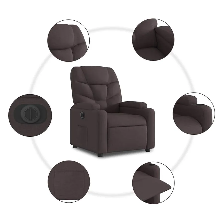 Fauteuil inclinable électrique Marron foncé Tissu - 8
