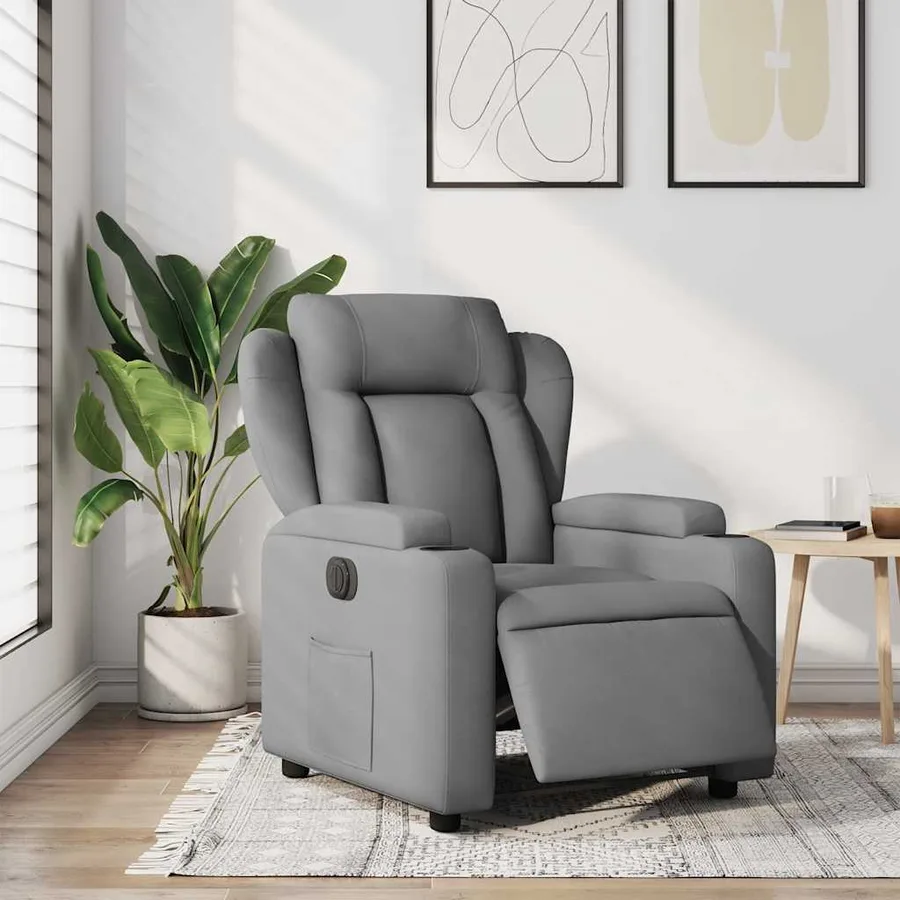 Fauteuil inclinable électrique Gris clair Tissu - 15