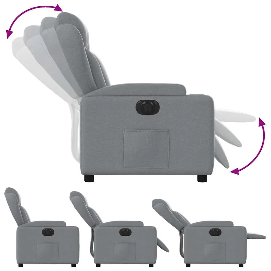 Fauteuil inclinable électrique Gris clair Tissu - 7
