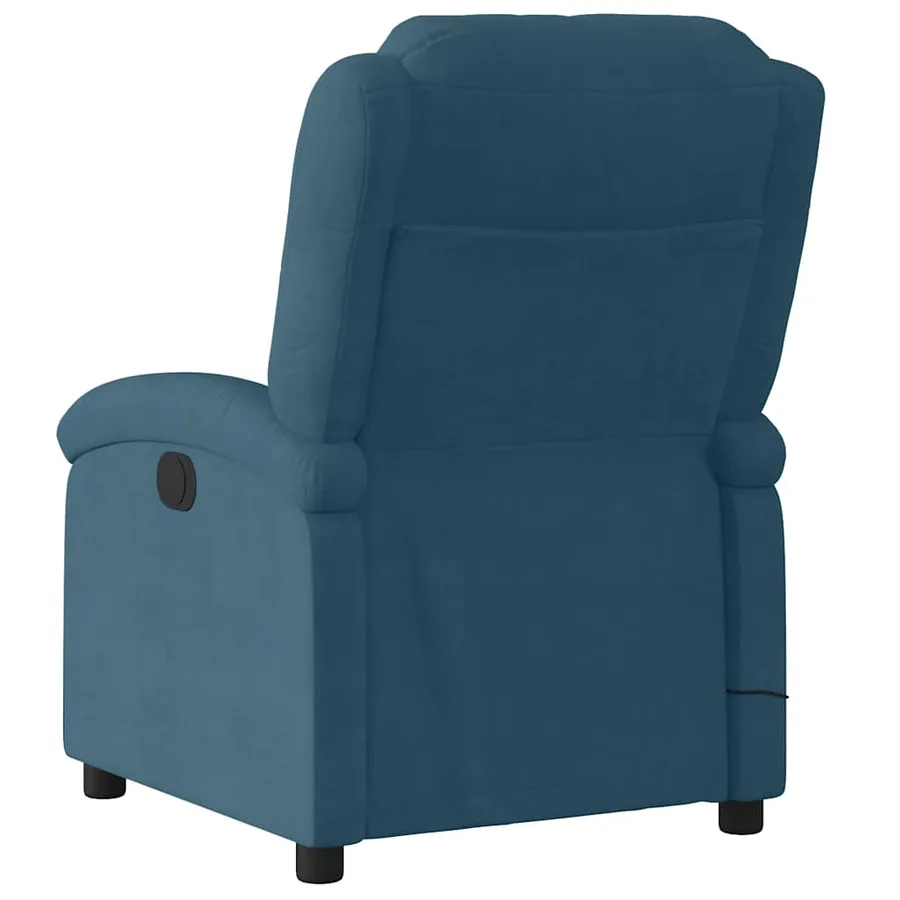 Fauteuil inclinable de massage électrique bleu velours - 8