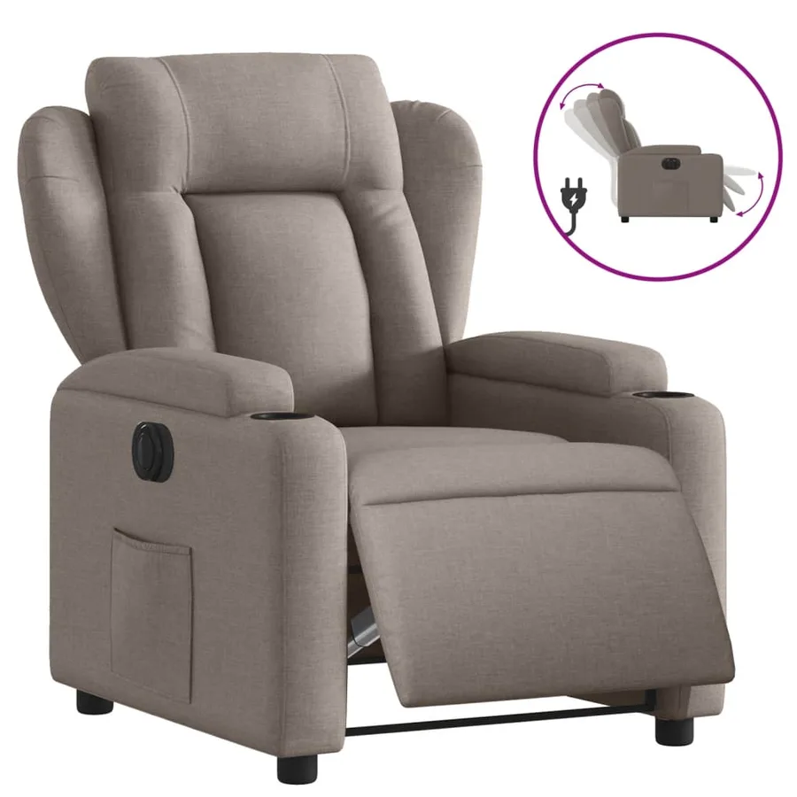 Fauteuil inclinable électrique Taupe Tissu - 2