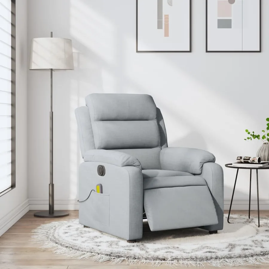 Fauteuil de massage inclinable électrique gris clair tissu - 15