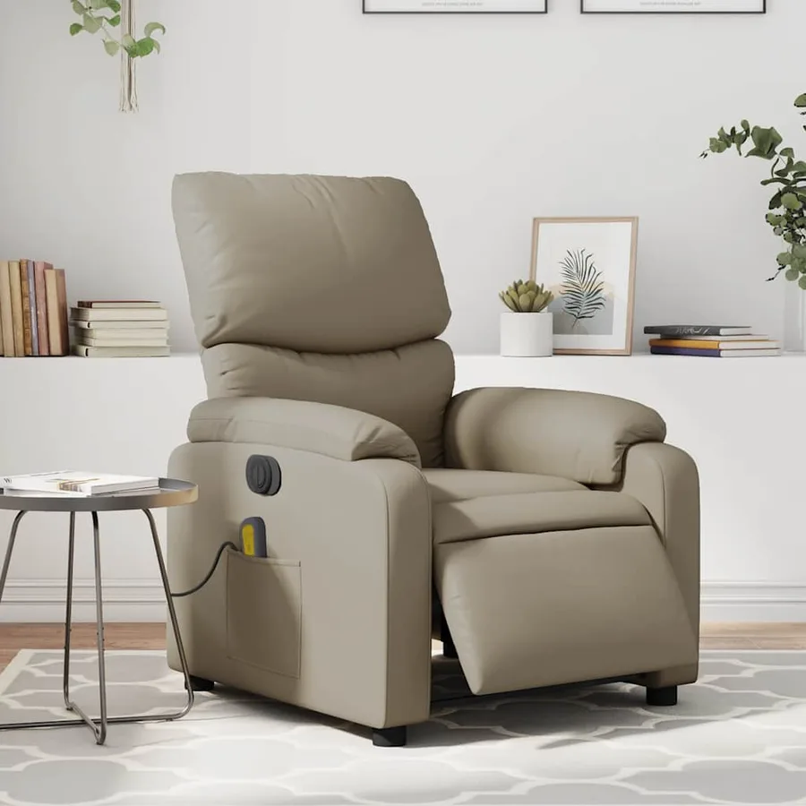 Fauteuil de massage inclinable électrique cappuccino similicuir - 15