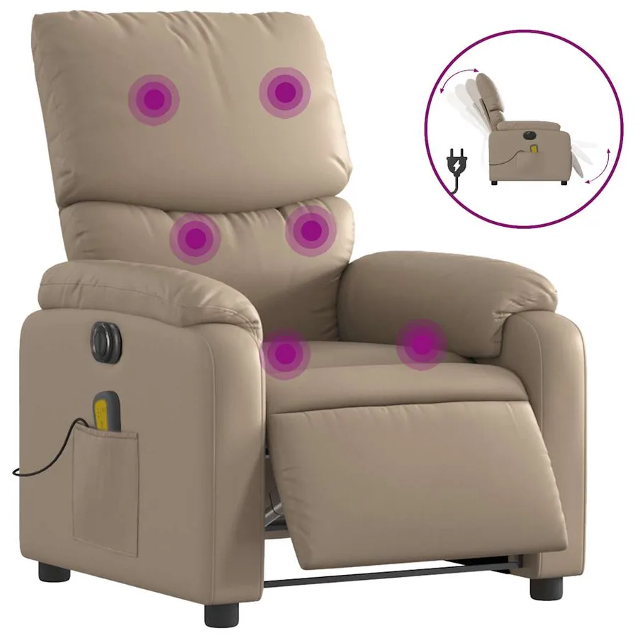 Fauteuil de massage inclinable électrique cappuccino similicuir - 2