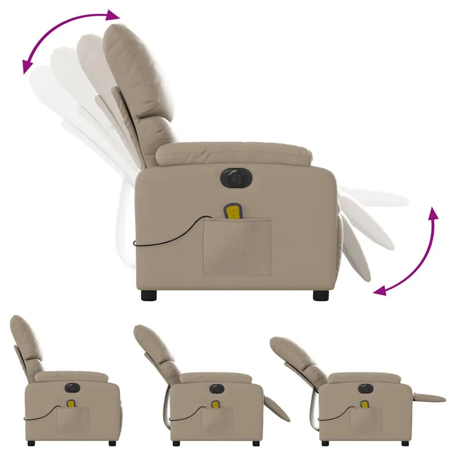 Fauteuil de massage inclinable électrique cappuccino similicuir - 7