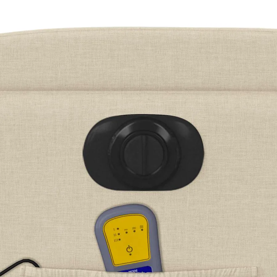 Fauteuil inclinable de massage électrique crème tissu - 11
