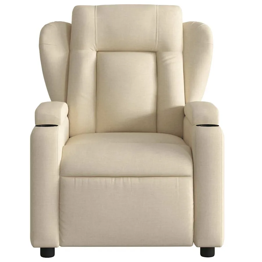 Fauteuil inclinable de massage électrique crème tissu - 8
