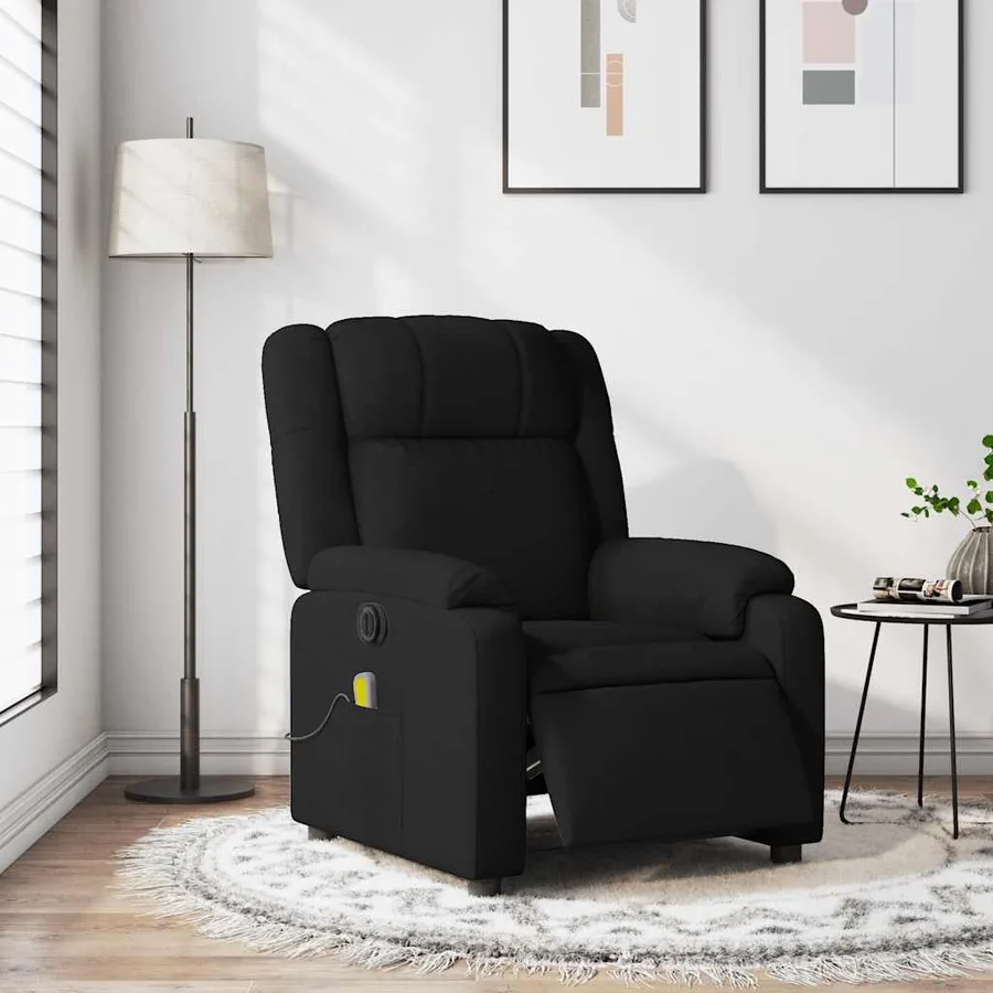 Fauteuil de massage inclinable électrique Noir Tissu - 16
