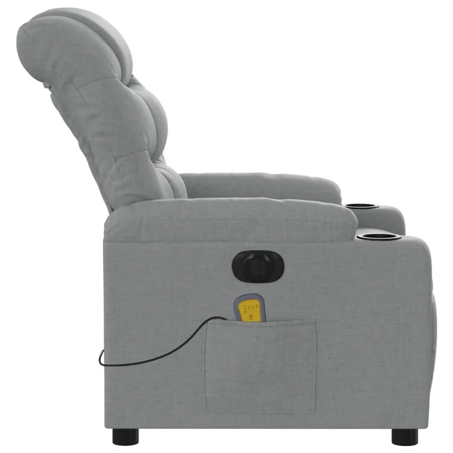 Fauteuil de massage inclinable électrique gris clair tissu - 10