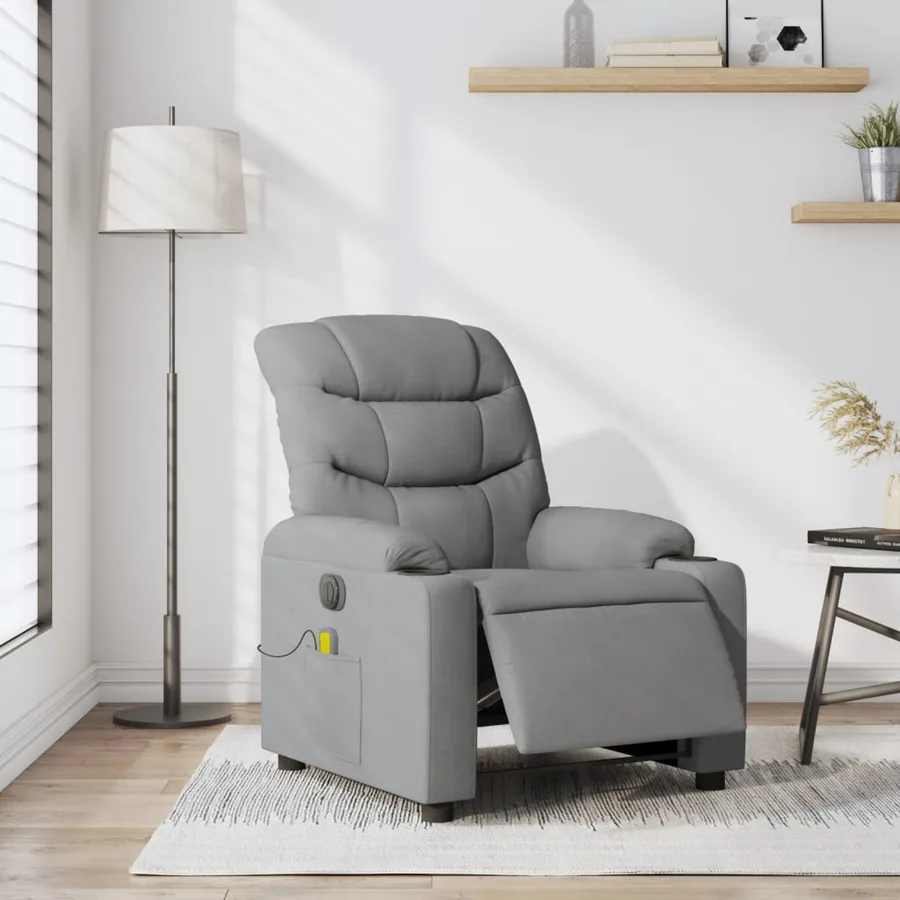 Fauteuil de massage inclinable électrique gris clair tissu - 16