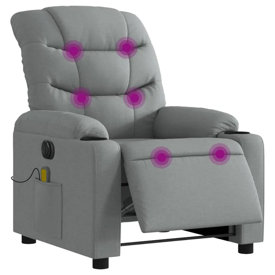 Fauteuil de massage inclinable électrique gris clair tissu - 3