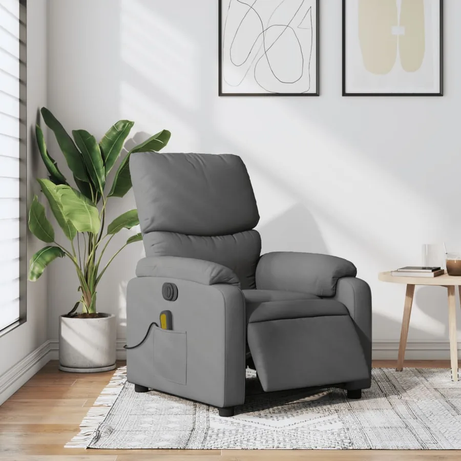 Fauteuil inclinable de massage électrique gris foncé tissu - 15