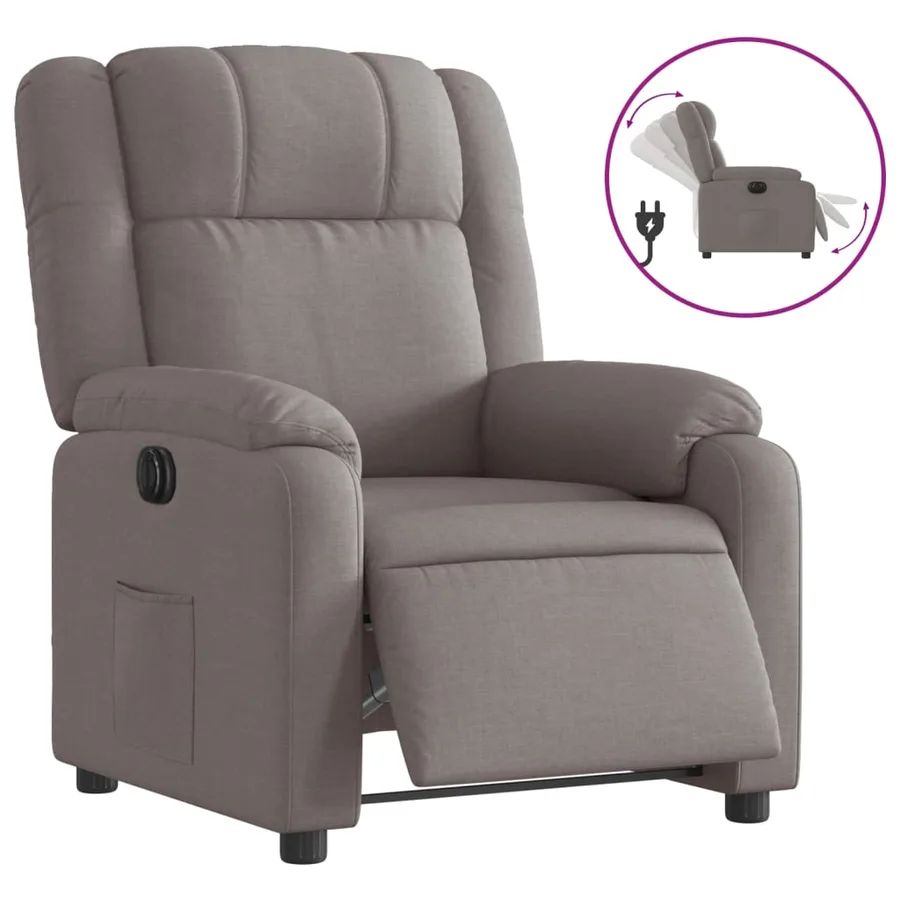 Fauteuil inclinable électrique Taupe Tissu - 2