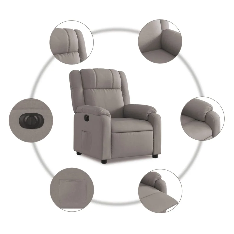 Fauteuil inclinable électrique Taupe Tissu - 8