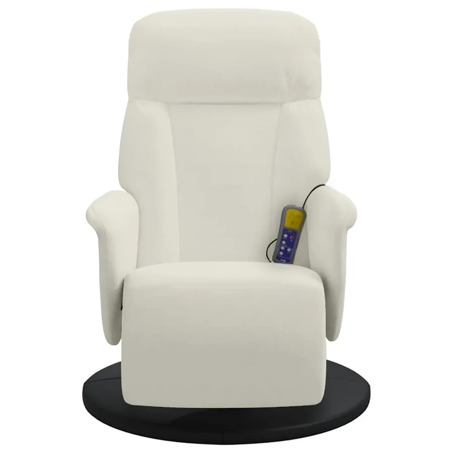 Fauteuil inclinable de massage avec repose-pieds crème velours - 4