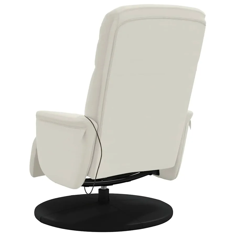 Fauteuil inclinable de massage avec repose-pieds crème velours - 6