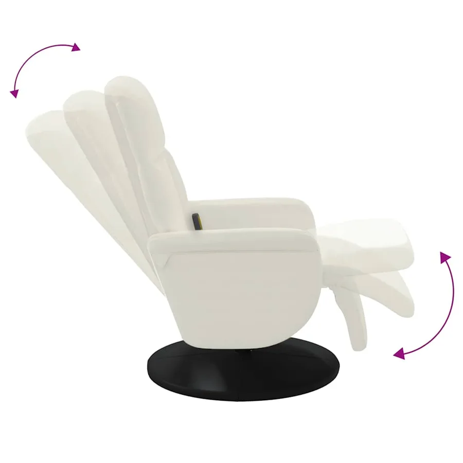 Fauteuil inclinable de massage avec repose-pieds crème velours - 7