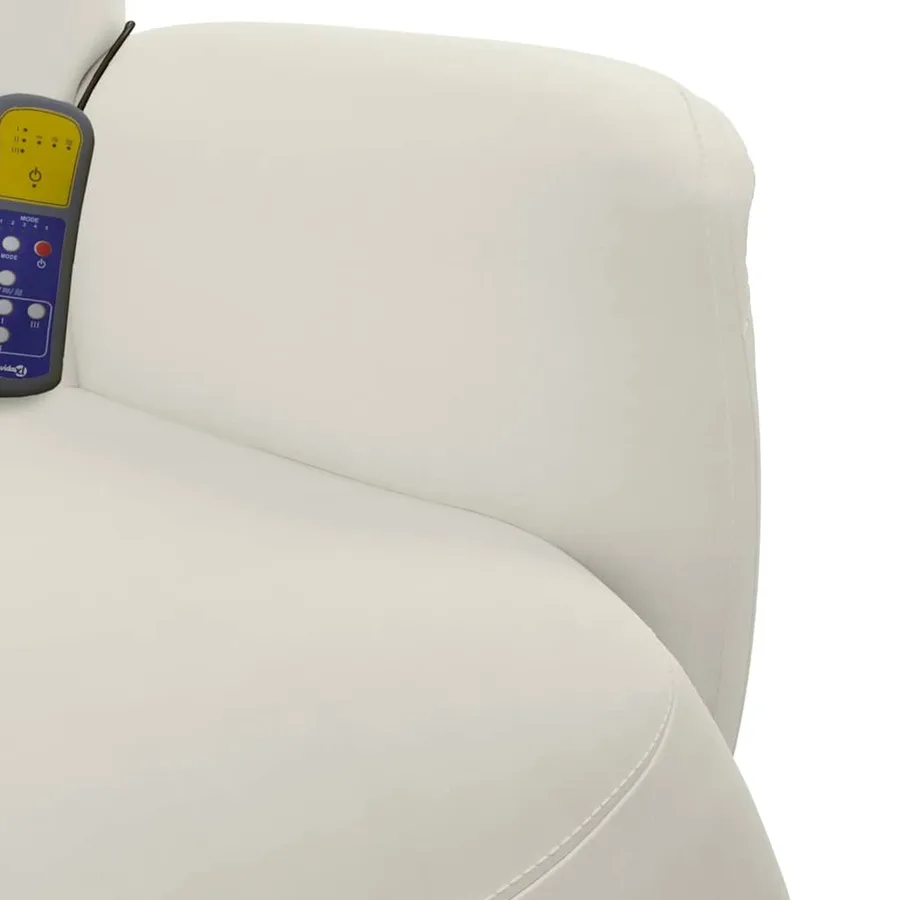 Fauteuil inclinable de massage avec repose-pieds crème velours - 8