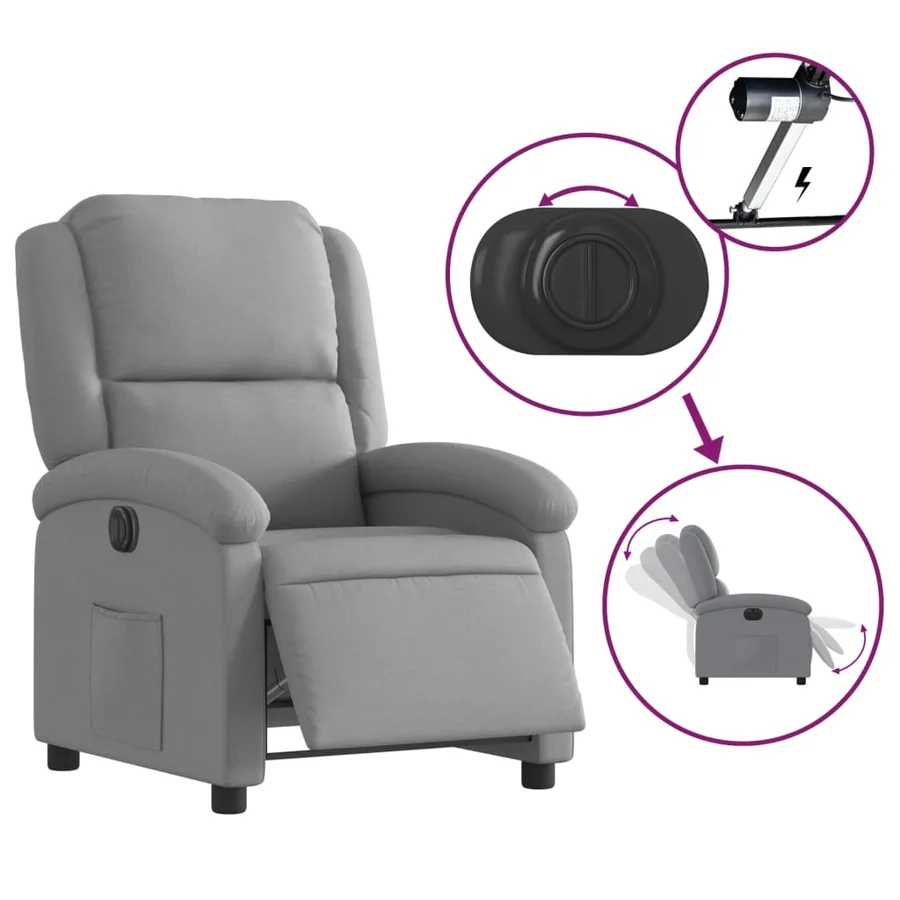 Fauteuil inclinable électrique Gris clair Tissu - 6