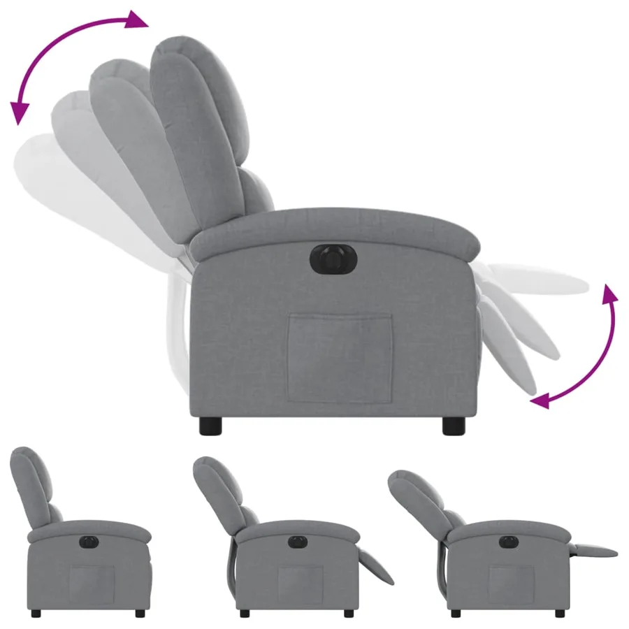 Fauteuil inclinable électrique Gris clair Tissu - 7