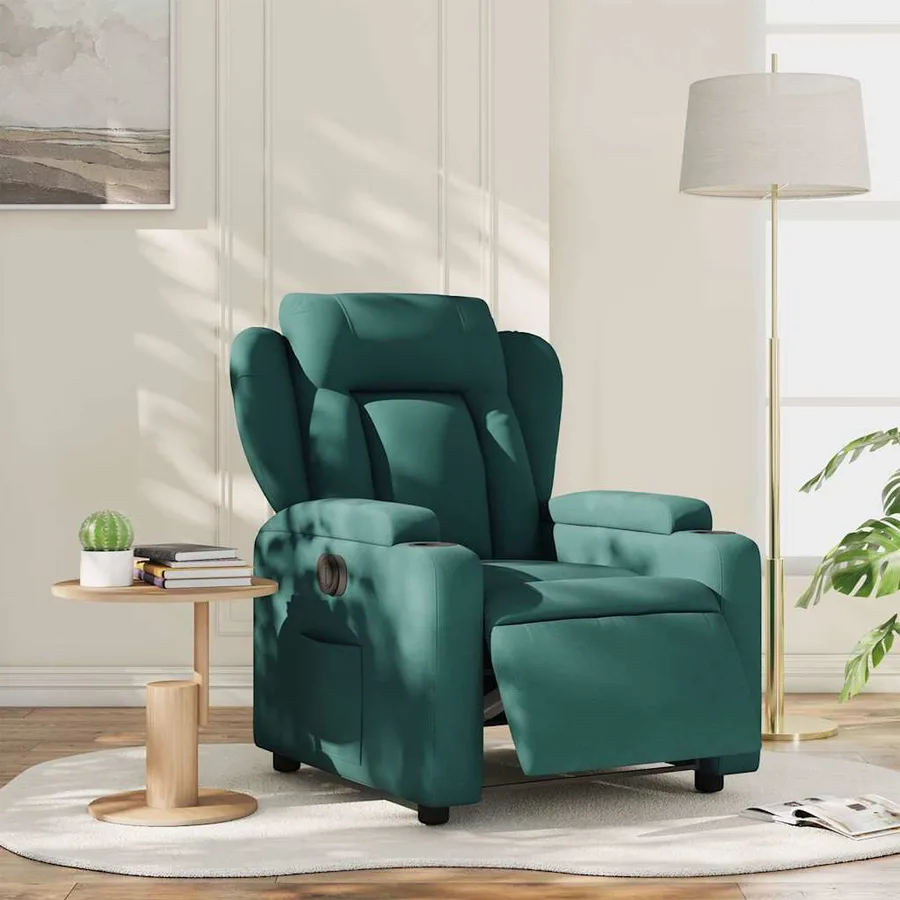 Fauteuil inclinable électrique Vert foncé Tissu - 15