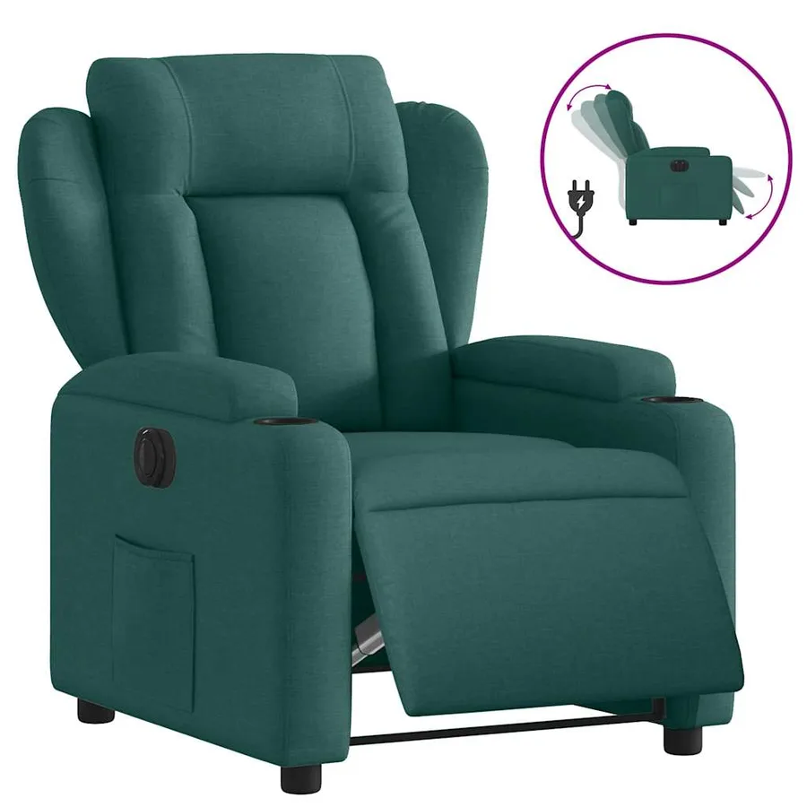 Fauteuil inclinable électrique Vert foncé Tissu - 2
