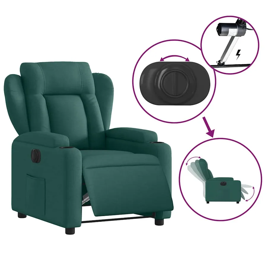 Fauteuil inclinable électrique Vert foncé Tissu - 6