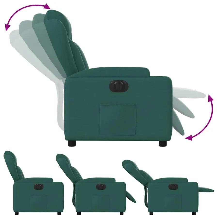 Fauteuil inclinable électrique Vert foncé Tissu - 7
