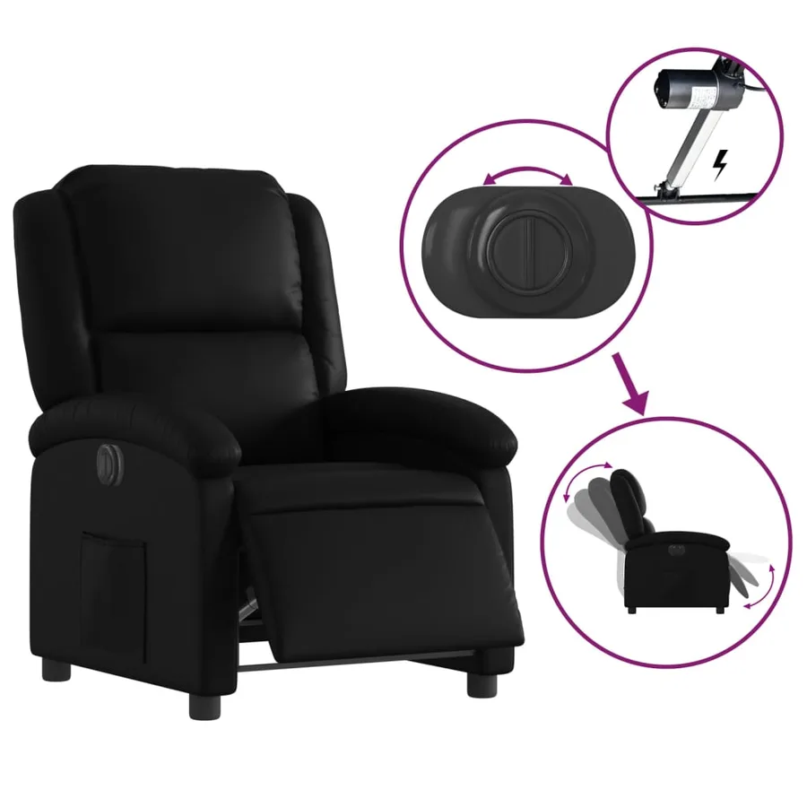 Fauteuil inclinable électrique Noir Similicuir - 6