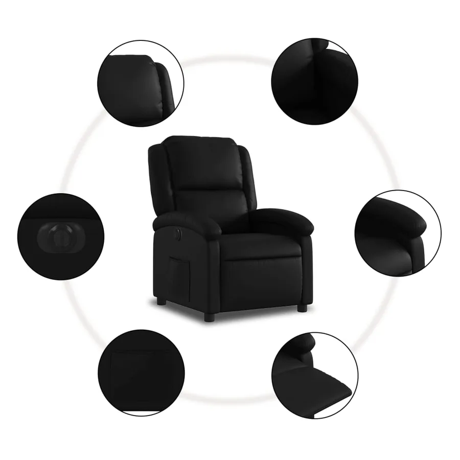 Fauteuil inclinable électrique Noir Similicuir - 8