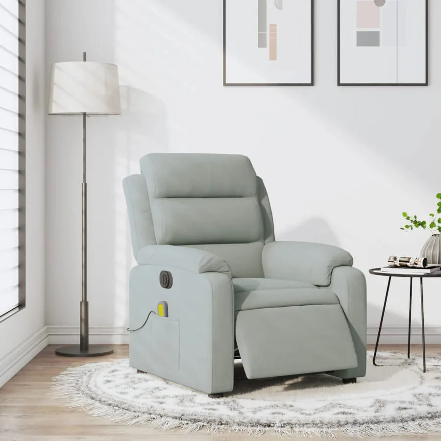 Fauteuil inclinable électrique de massage gris clair velours - 15