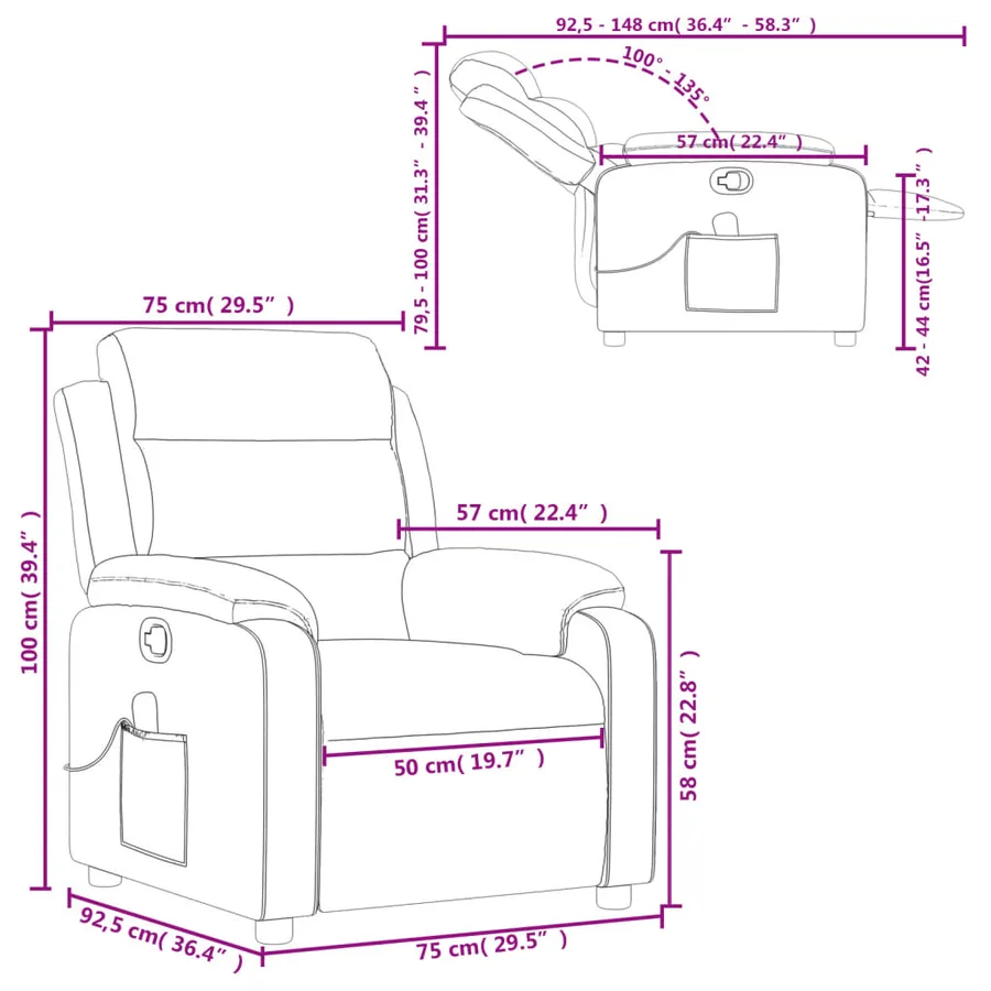 Fauteuil inclinable de massage gris clair velours - 12