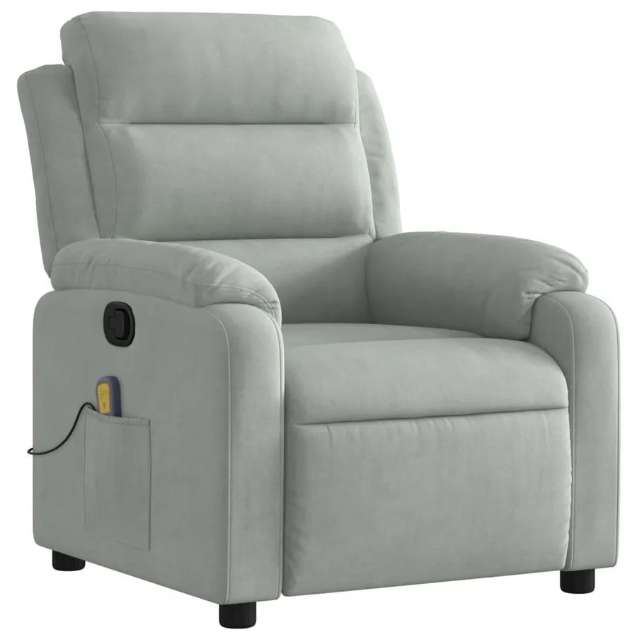 Fauteuil inclinable de massage gris clair velours - 3
