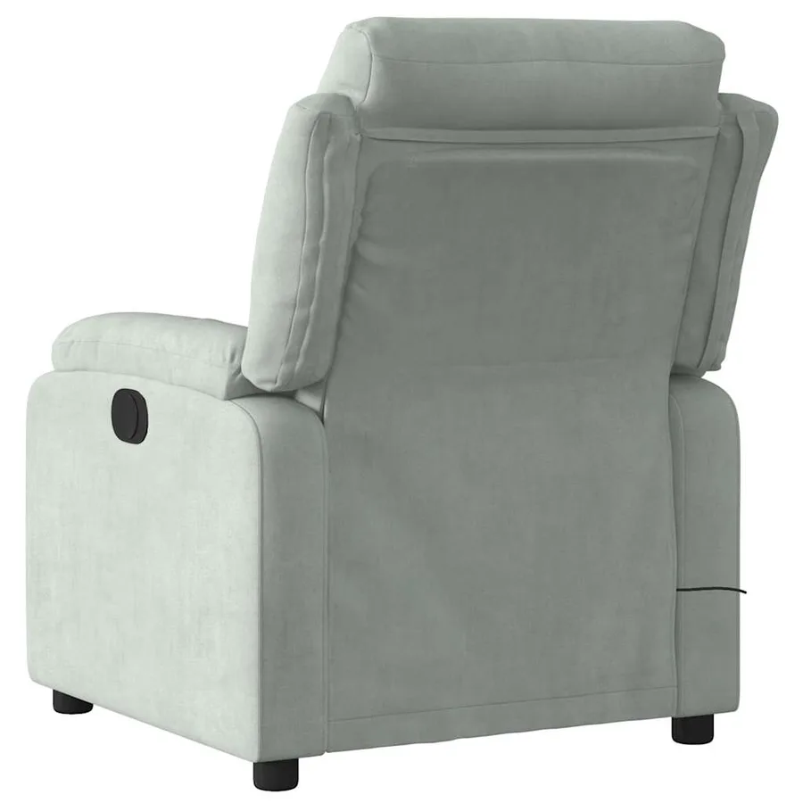 Fauteuil inclinable de massage gris clair velours - 4