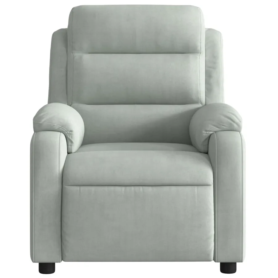 Fauteuil inclinable de massage gris clair velours - 7