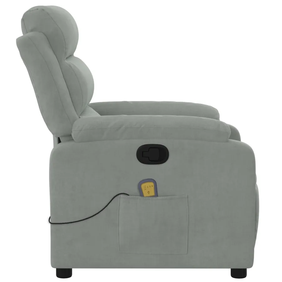 Fauteuil inclinable de massage gris clair velours - 8