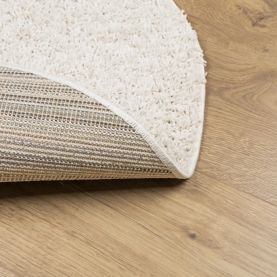 Tapis shaggy PAMPLONA poils longs moderne crème Ø 200 cm - 5