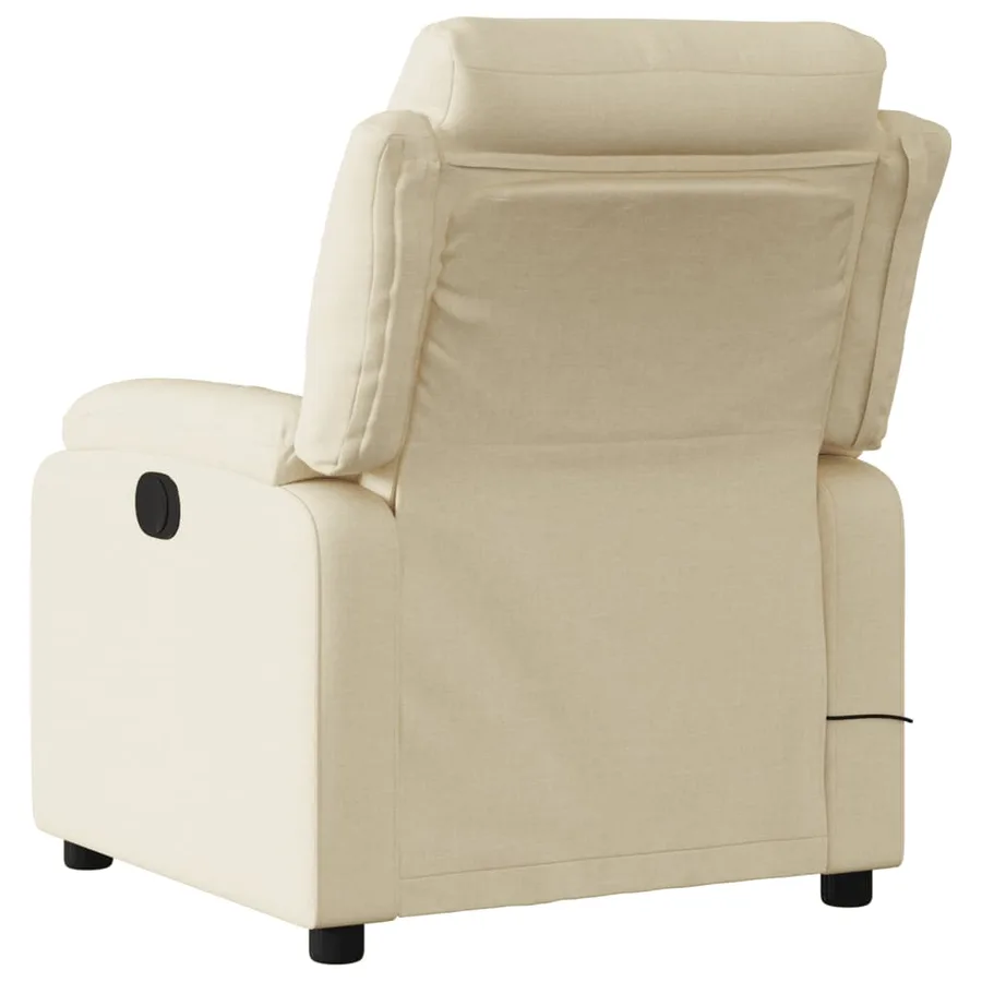 Fauteuil inclinable de massage électrique crème tissu - 5