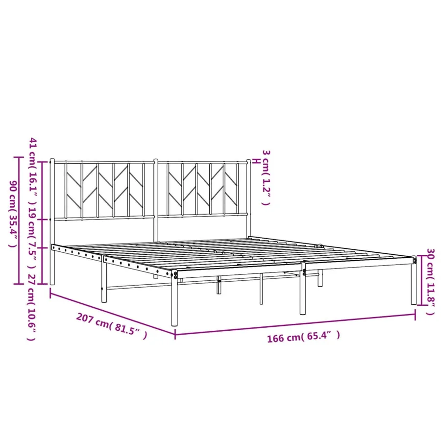 Cadre de lit métal sans matelas et tête de lit blanc 160x200 cm - 10