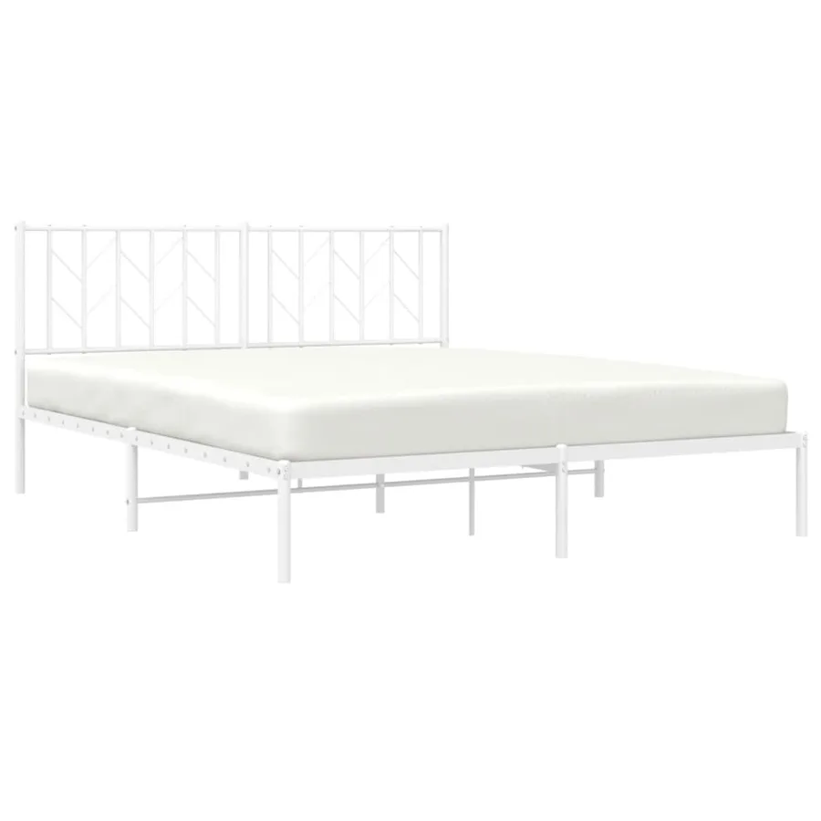 Cadre de lit métal sans matelas et tête de lit blanc 160x200 cm - 3