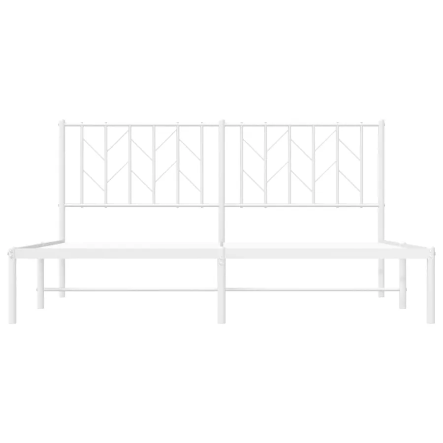 Cadre de lit métal sans matelas et tête de lit blanc 160x200 cm - 5