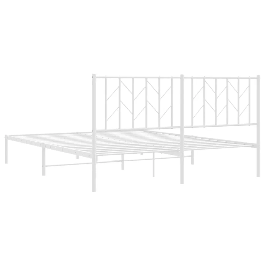 Cadre de lit métal sans matelas et tête de lit blanc 160x200 cm - 7