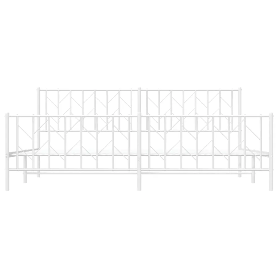 Cadre de lit métal sans matelas et pied de lit blanc 200x200 cm - 5