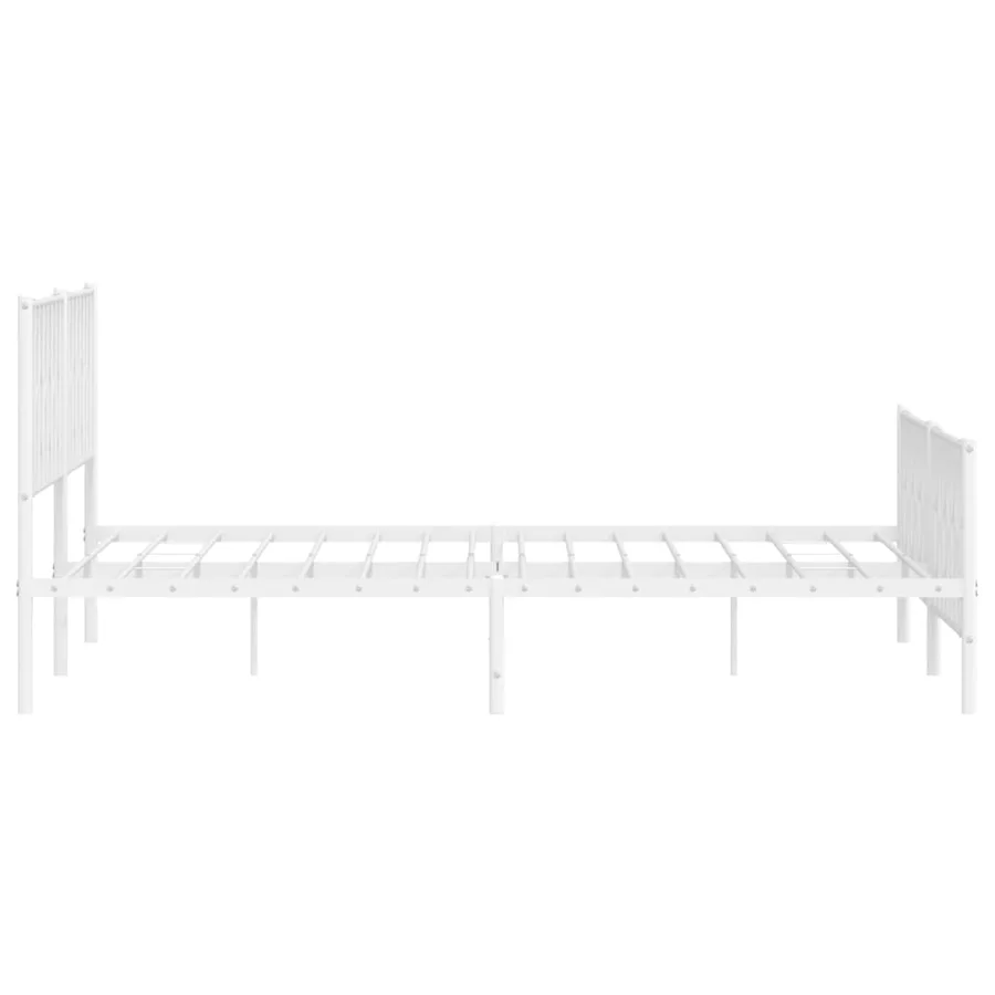 Cadre de lit métal sans matelas et pied de lit blanc 200x200 cm - 6