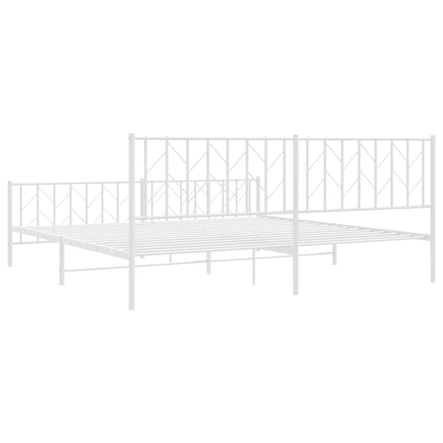 Cadre de lit métal sans matelas et pied de lit blanc 200x200 cm - 7