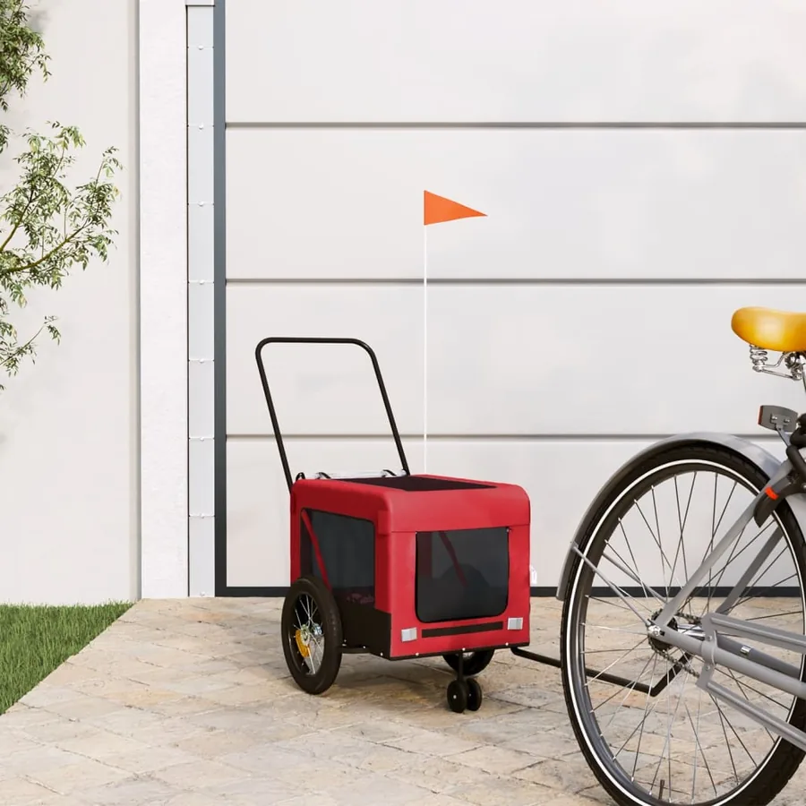 Remorque de vélo pour animaux de compagnie rouge et noir