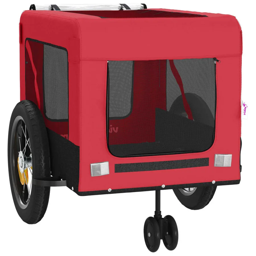Remorque de vélo pour animaux de compagnie rouge et noir - 6