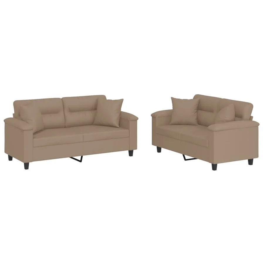 Ensemble de canapés 2 pcs avec coussins cappuccino similicuir - 2