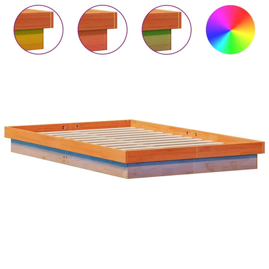 Cadre de lit à LED sans matelas 120x200 cm bois massif - 2